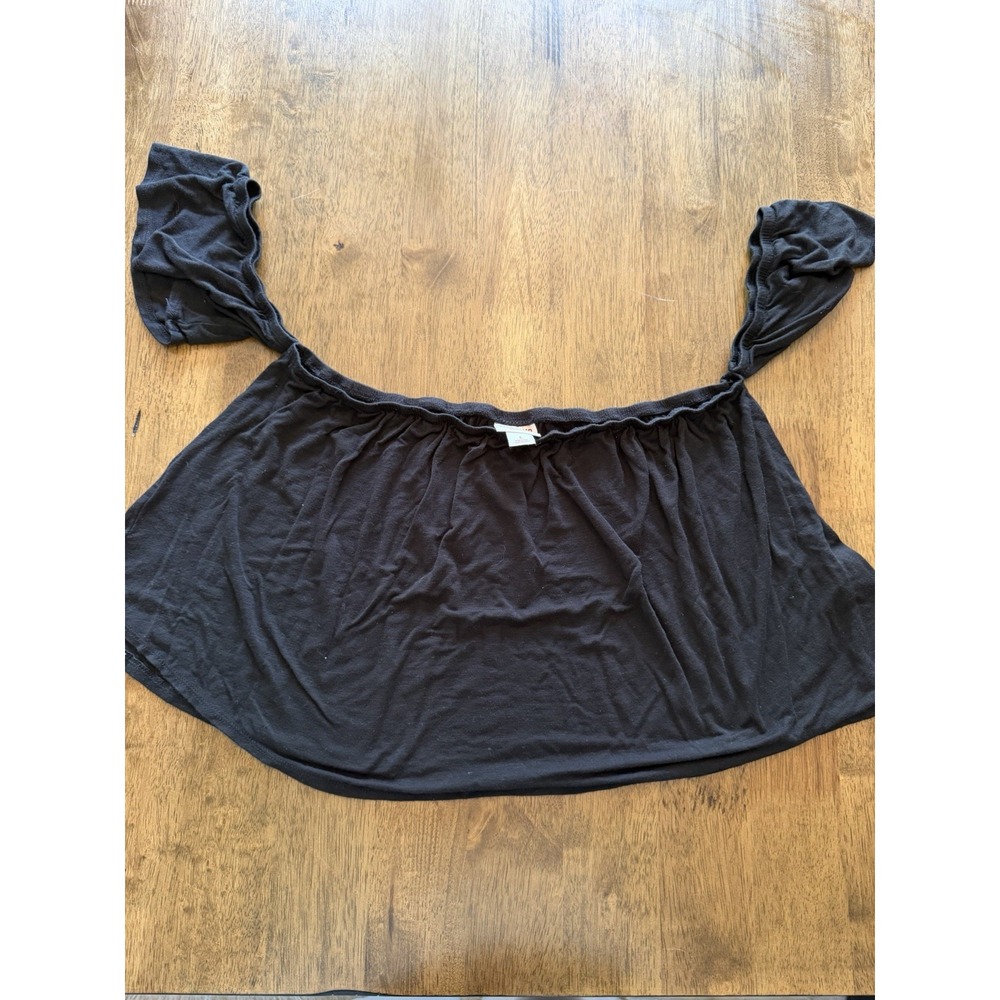 Mossimo Supply Co. Women's Black Solid Off-The-Shoulder Crop Pullover Top L
